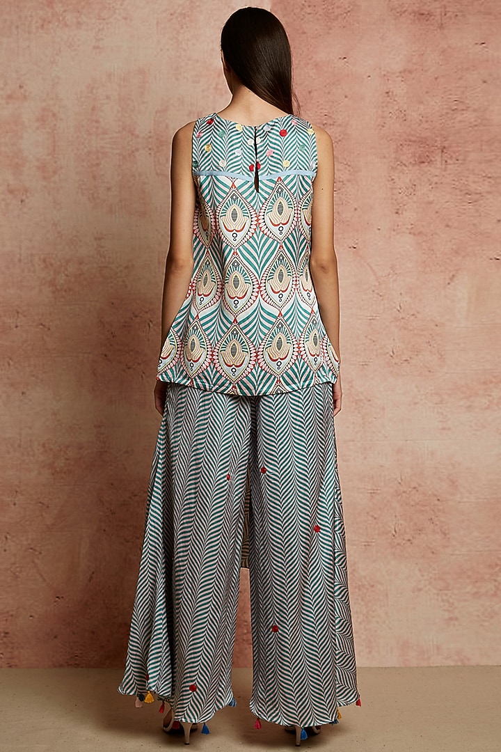 Multi Colored Embroidered Skirt Pants by Swati Vijaivargie at Pernia's Pop Up Shop
