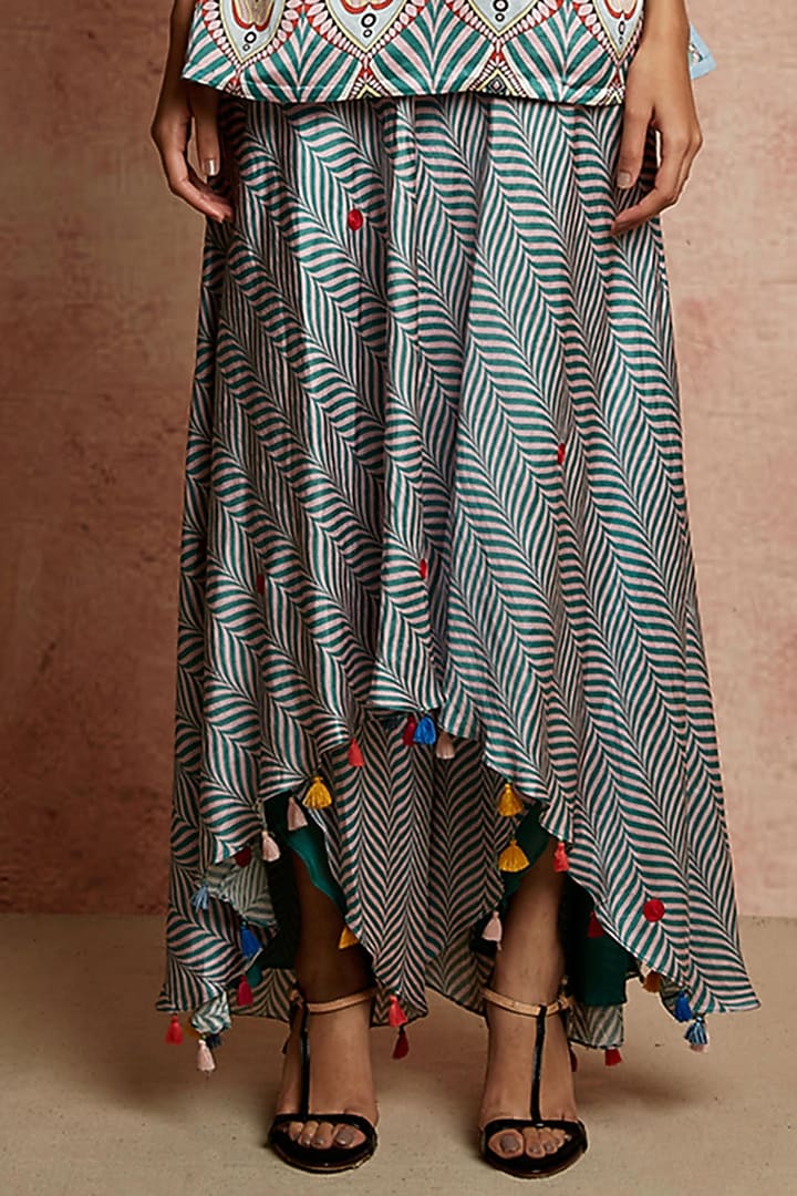 Multi Colored Embroidered Skirt Pants by Swati Vijaivargie at Pernia's Pop Up Shop