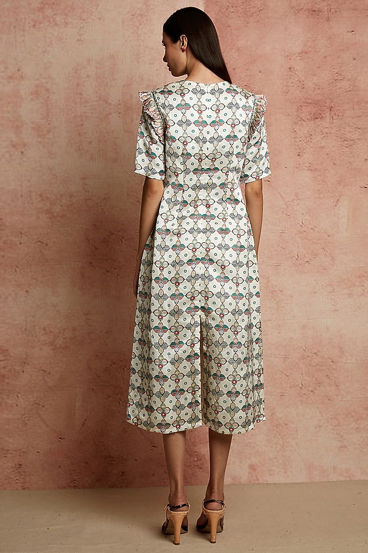 Ivory Printed Summer Dress by Swati Vijaivargie at Pernia's Pop Up Shop