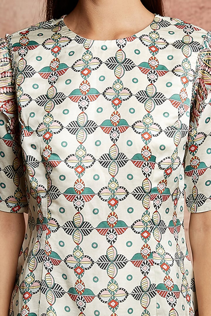 Ivory Printed Summer Dress by Swati Vijaivargie at Pernia's Pop Up Shop