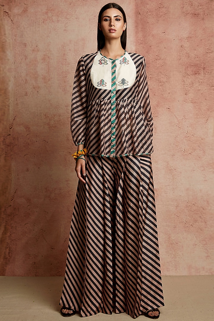 Black & Beige Printed Top by Swati Vijaivargie at Pernia's Pop Up Shop