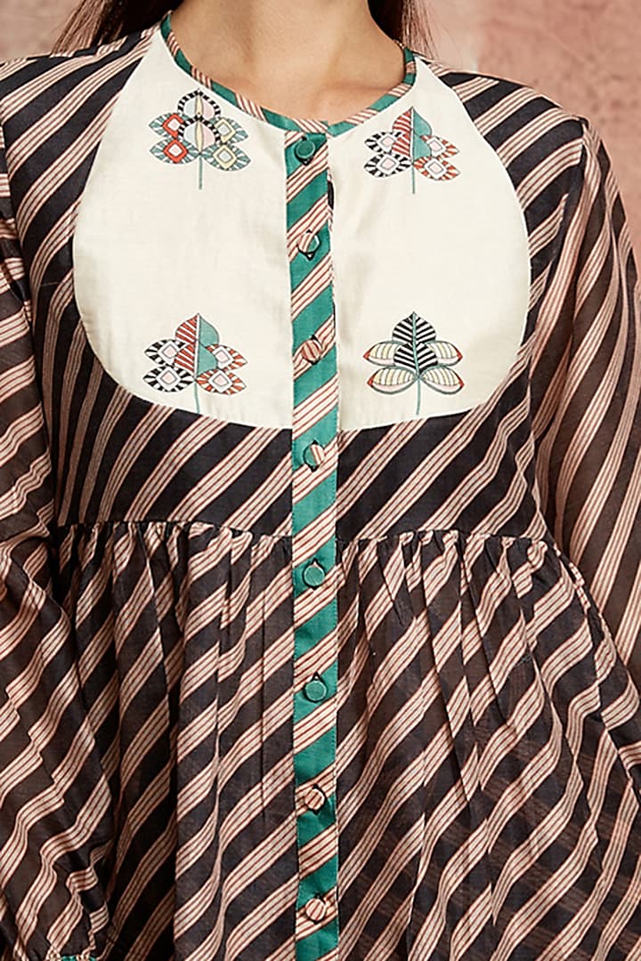 Black & Beige Printed Top by Swati Vijaivargie at Pernia's Pop Up Shop
