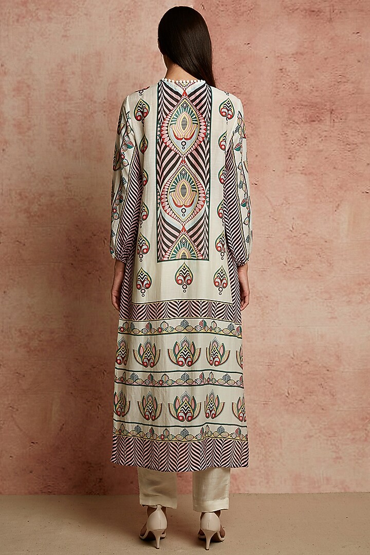 Ivory Printed Pants by Swati Vijaivargie at Pernia's Pop Up Shop