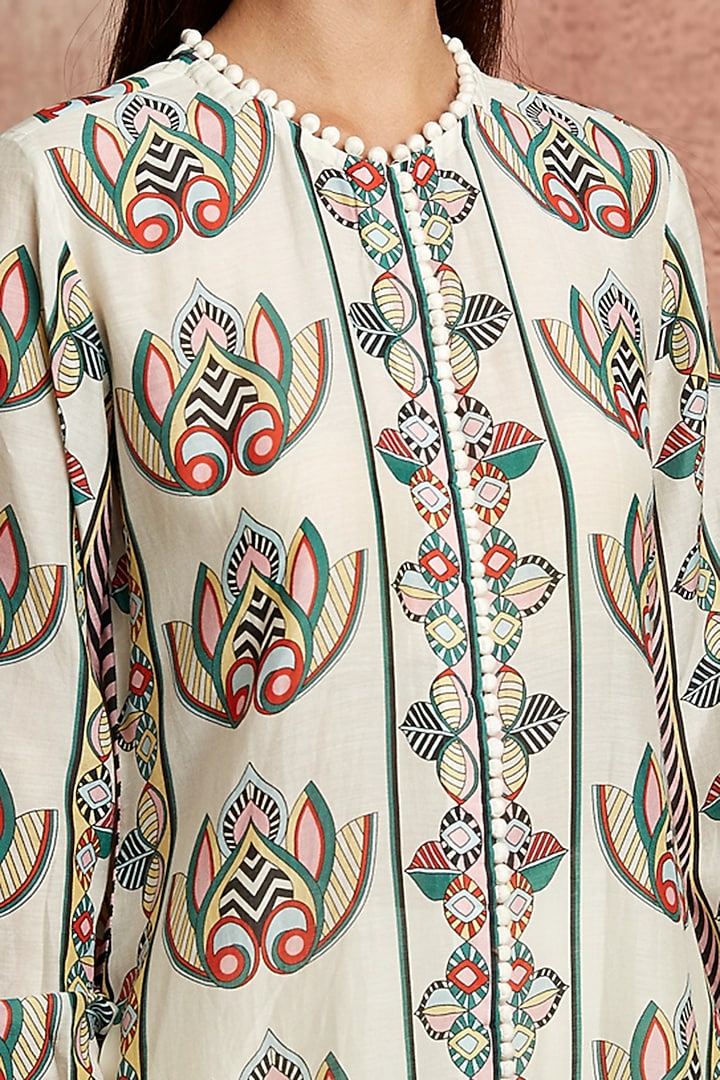 Ivory Printed Pants by Swati Vijaivargie at Pernia's Pop Up Shop