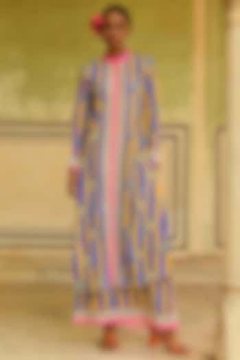 Multi-Colored Silk Printed Kurta Set by Swati Vijaivargie