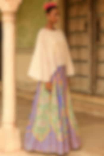 Multi-Colored Silk Printed Skirt Set by Swati Vijaivargie