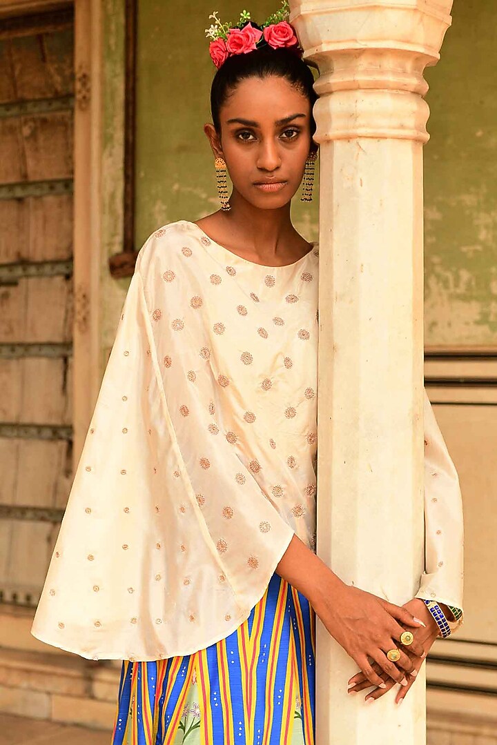 Multi-Colored Silk Printed Skirt Set by Swati Vijaivargie at Pernia's Pop Up Shop