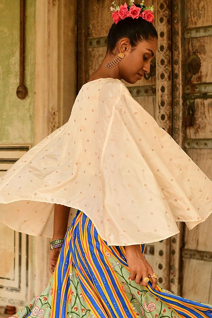 Multi-Colored Silk Printed Skirt Set by Swati Vijaivargie at Pernia's Pop Up Shop