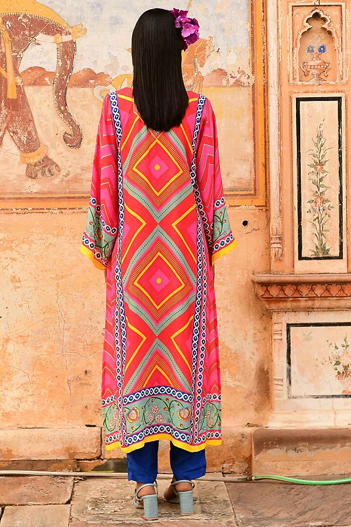 Multi-Colored Silk Printed Kurta Set by Swati Vijaivargie at Pernia's Pop Up Shop