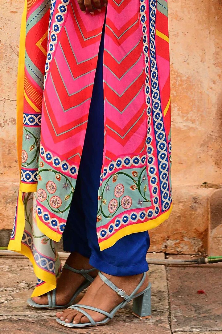 Multi-Colored Silk Printed Kurta Set by Swati Vijaivargie at Pernia's Pop Up Shop