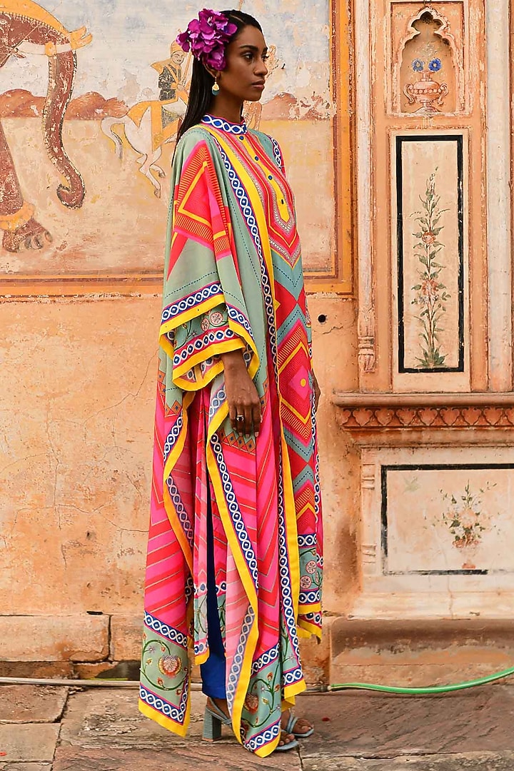 Multi-Colored Silk Printed Kurta Set by Swati Vijaivargie at Pernia's Pop Up Shop