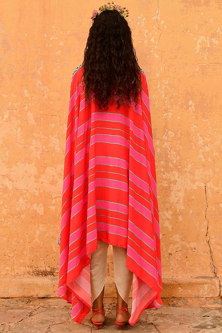 Multi-Colored Silk Printed Cape Set by Swati Vijaivargie at Pernia's Pop Up Shop