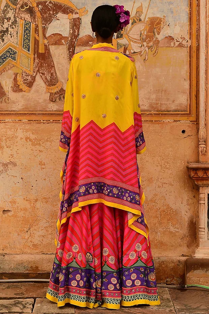 Multi-Colored Silk Printed Wedding Lehenga Set by Swati Vijaivargie at Pernia's Pop Up Shop