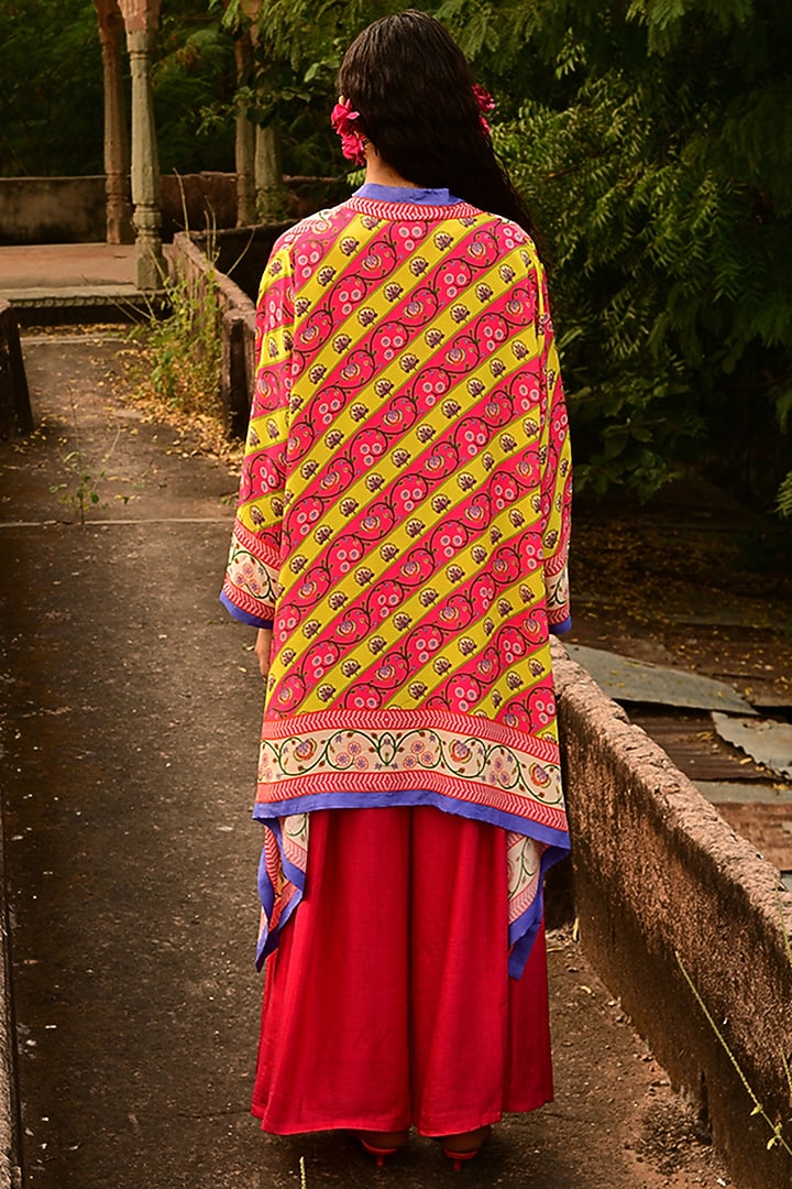 Deep Fuchsia Silk & Linen Satin Pant Set by Swati Vijaivargie at Pernia's Pop Up Shop
