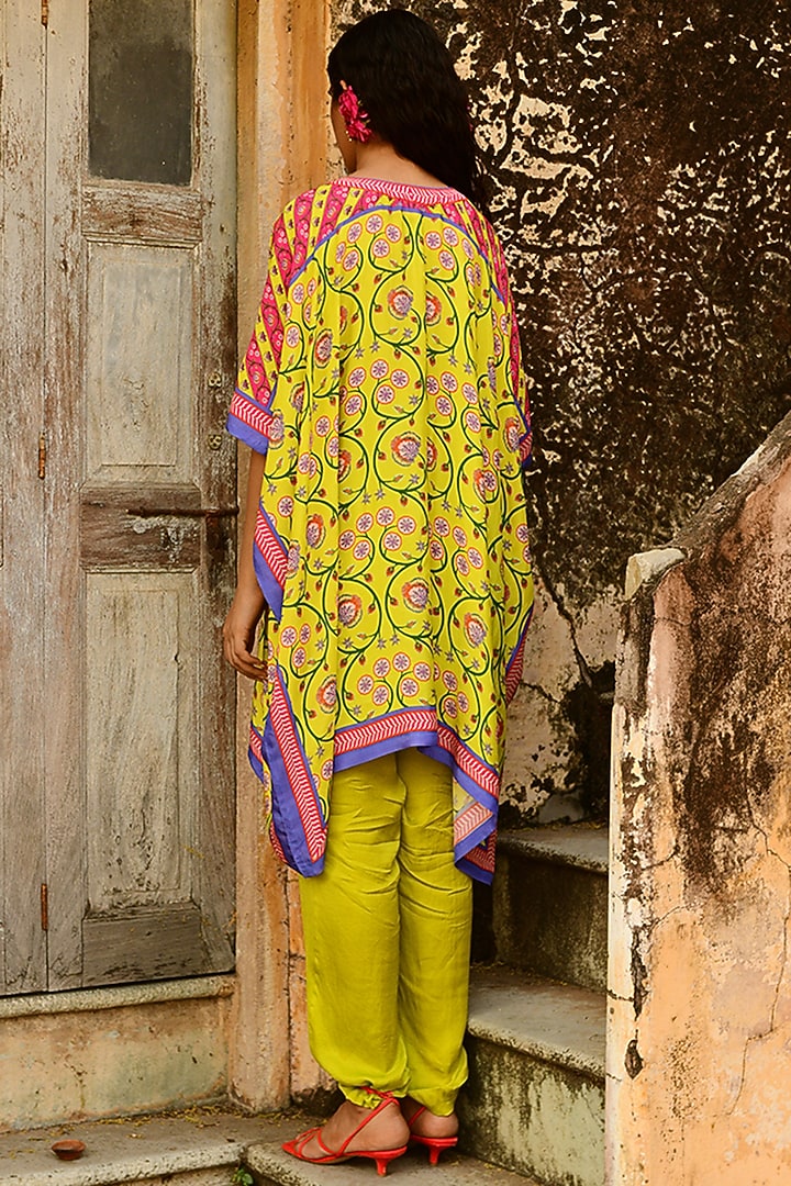 Multi-Colored Silk Printed Kaftan Set by Swati Vijaivargie at Pernia's Pop Up Shop
