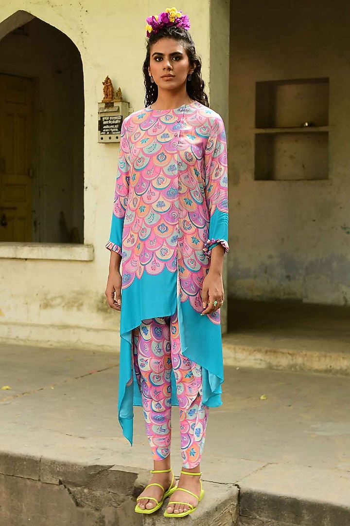 Pink Silk Tunic Set by Swati Vijaivargie at Pernia's Pop Up Shop