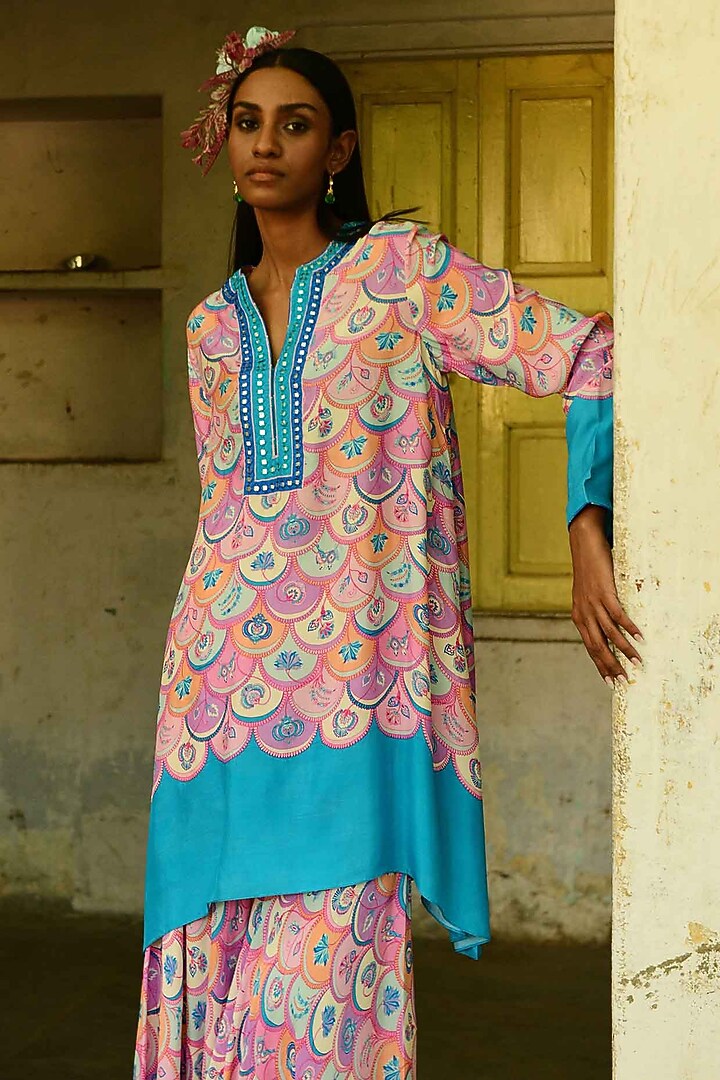 Pink Silk Party Wear Sharara Set by Swati Vijaivargie at Pernia's Pop Up Shop