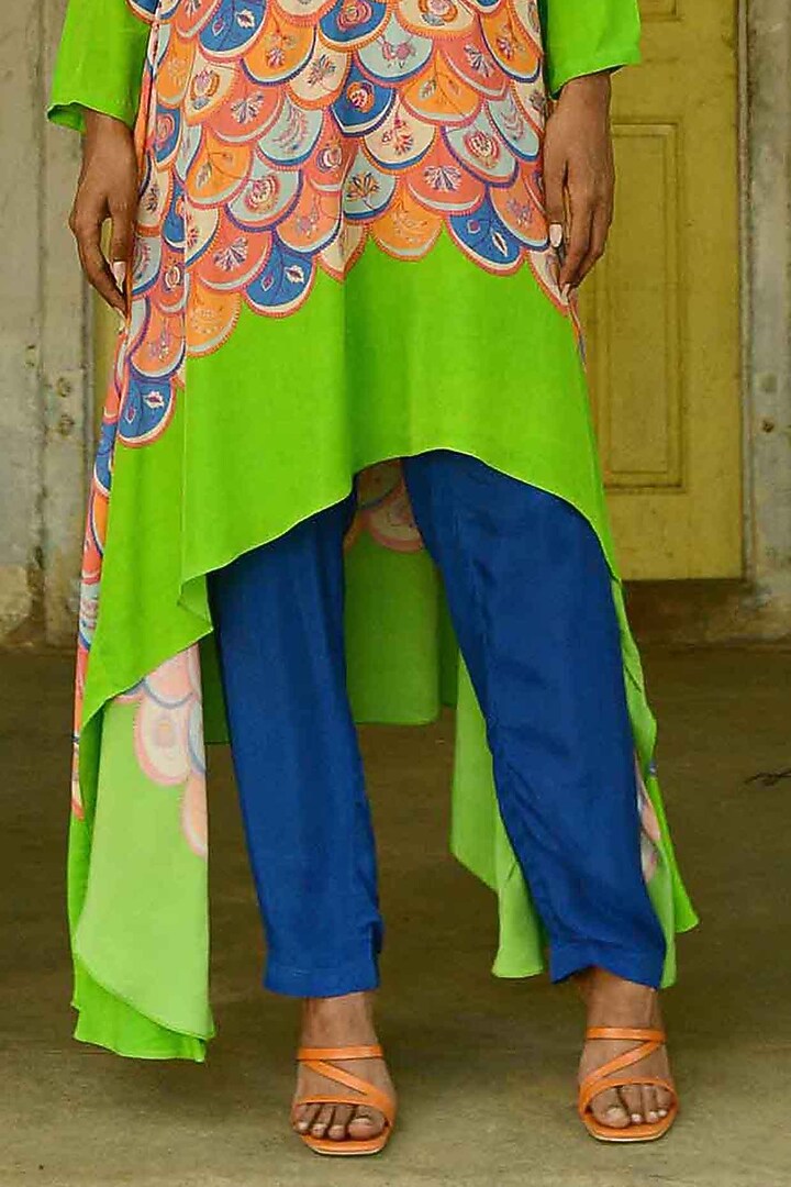 Multi-Colored Silk Printed Asymmetric Tunic Set by Swati Vijaivargie at Pernia's Pop Up Shop