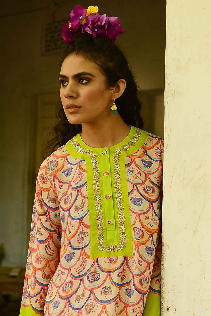 Ivory Silk Dhoti Pant Set by Swati Vijaivargie at Pernia's Pop Up Shop