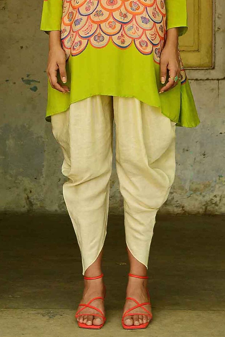 Ivory Silk Dhoti Pant Set by Swati Vijaivargie at Pernia's Pop Up Shop