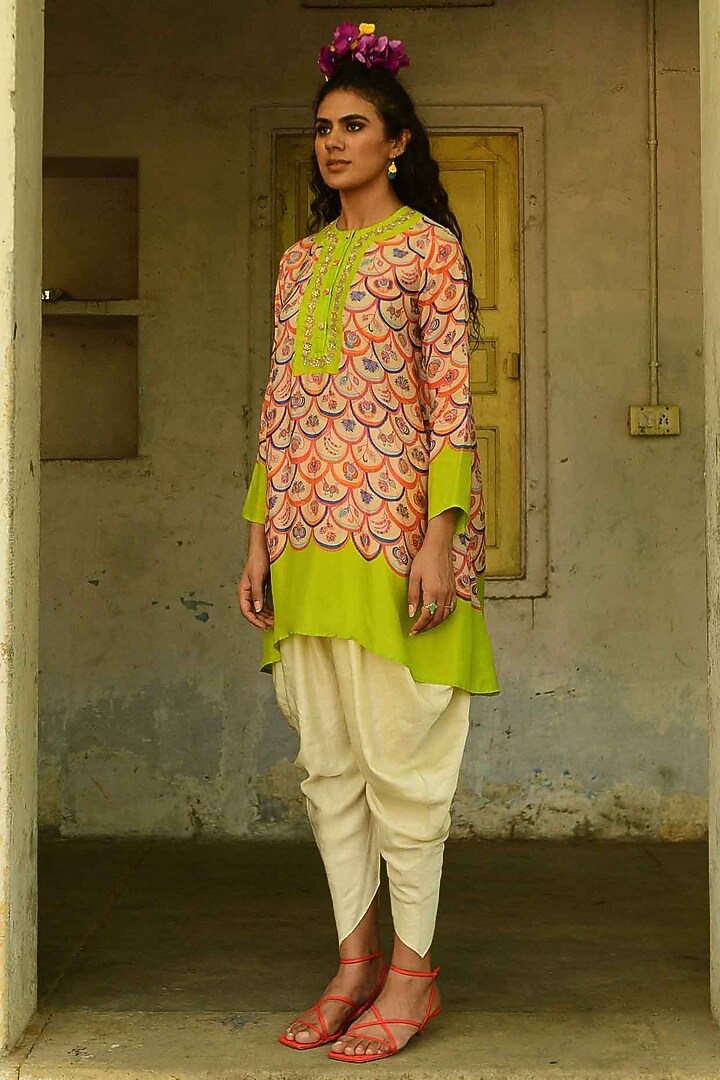 Ivory Silk Dhoti Pant Set by Swati Vijaivargie at Pernia's Pop Up Shop