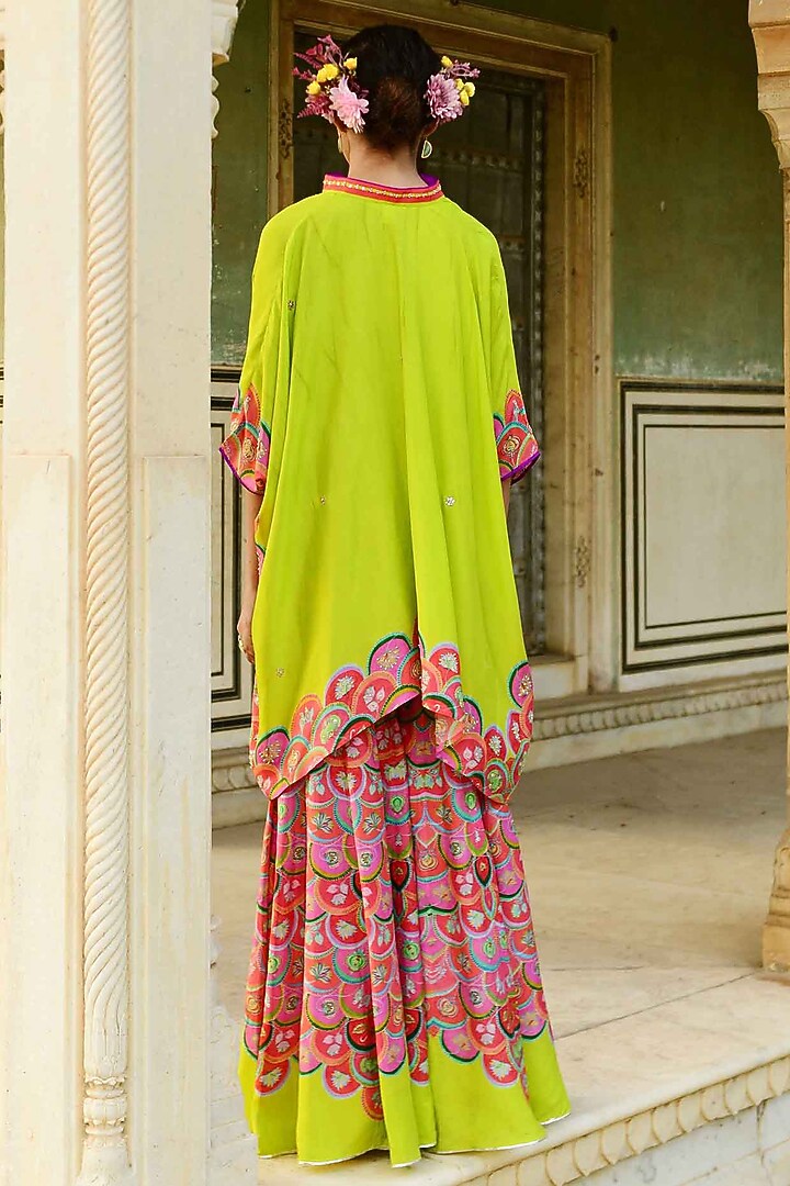 Red Silk Printed Wedding Sharara Set by Swati Vijaivargie at Pernia's Pop Up Shop
