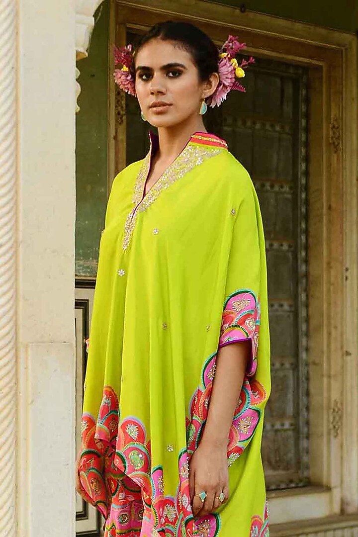 Red Silk Printed Wedding Sharara Set by Swati Vijaivargie at Pernia's Pop Up Shop