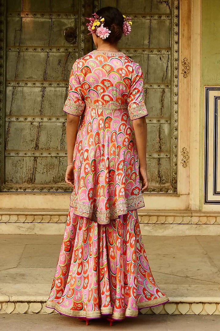 Red Modal Satin Wedding Sharara Set by Swati Vijaivargie at Pernia's Pop Up Shop