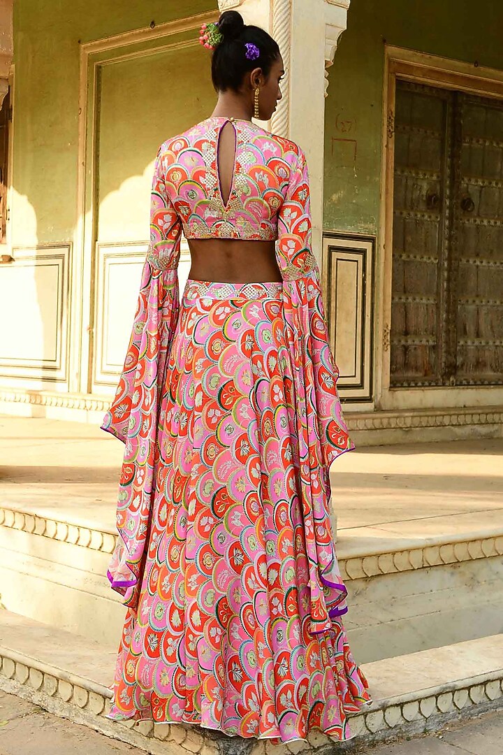 Red Modal Satin Wedding Lehenga Set by Swati Vijaivargie at Pernia's Pop Up Shop