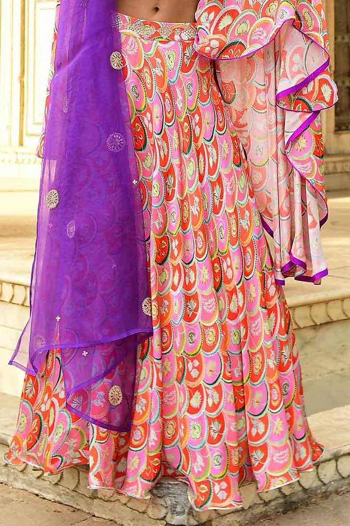 Red Modal Satin Wedding Lehenga Set by Swati Vijaivargie at Pernia's Pop Up Shop