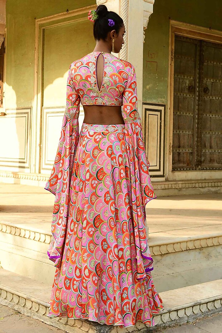 Red Modal Satin Wedding Lehenga Set by Swati Vijaivargie at Pernia's Pop Up Shop