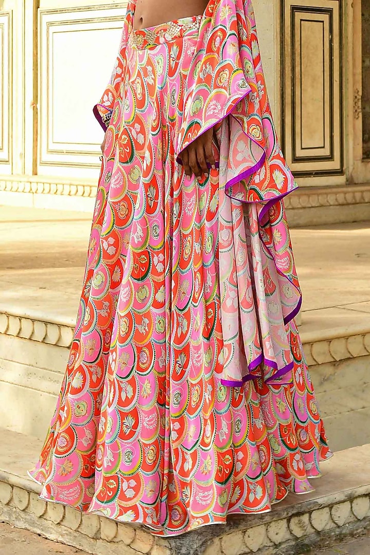 Red Modal Satin Wedding Lehenga Set by Swati Vijaivargie at Pernia's Pop Up Shop