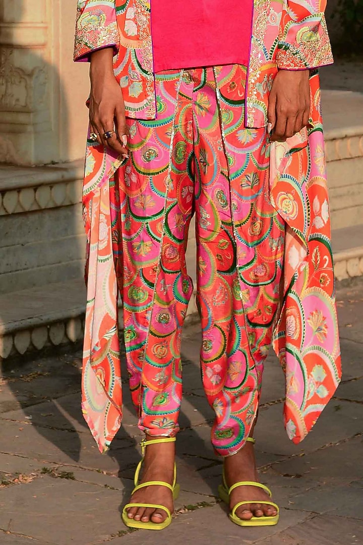 Multi-Colored Silk & Modal Satin Cape Set by Swati Vijaivargie at Pernia's Pop Up Shop