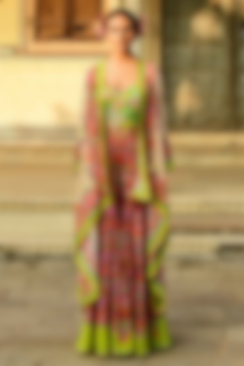 Multi-Colored Silk Sharara Set by Swati Vijaivargie