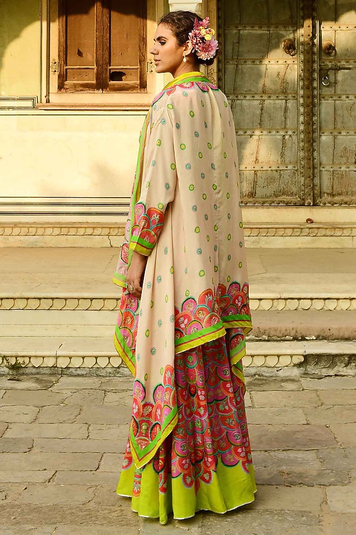 Multi-Colored Silk Wedding Sharara Set by Swati Vijaivargie at Pernia's Pop Up Shop