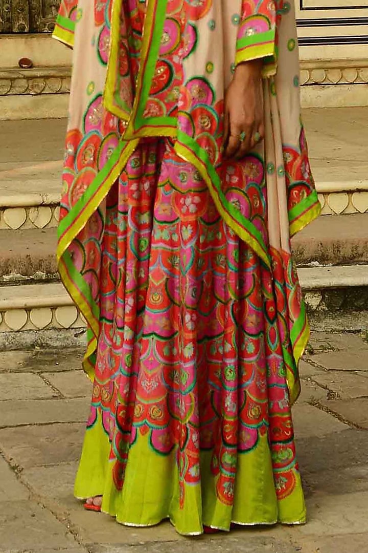 Multi-Colored Silk Wedding Sharara Set by Swati Vijaivargie at Pernia's Pop Up Shop