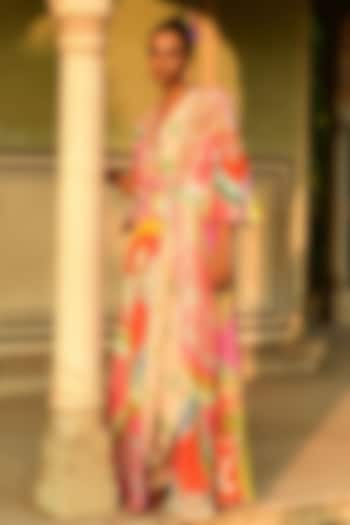 Multi-Colored Silk Embroidered Cape by Swati Vijaivargie at Pernia's Pop Up Shop