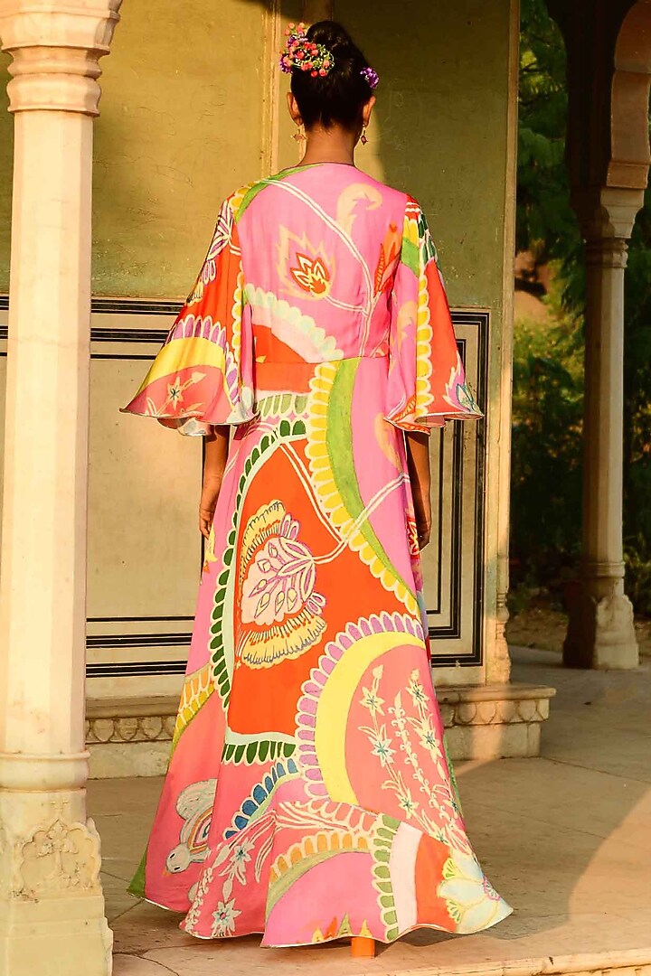 Multi-Colored Silk Embroidered Cape by Swati Vijaivargie at Pernia's Pop Up Shop