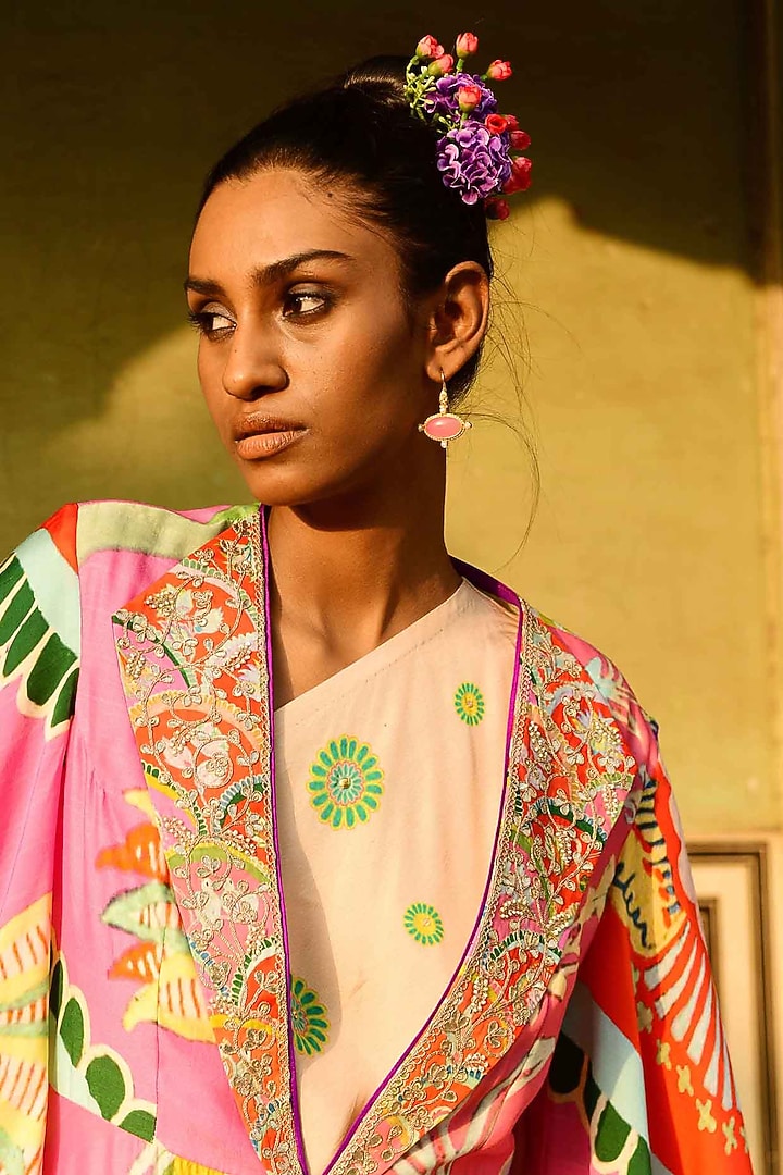 Multi-Colored Silk Embroidered Cape by Swati Vijaivargie at Pernia's Pop Up Shop