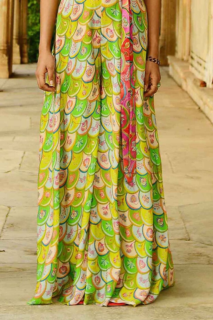 Multi-Colored Silk Jumpsuit With Belt by Swati Vijaivargie at Pernia's Pop Up Shop