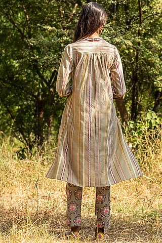 Beige Printed Tunic Set by Swati Vijaivargie