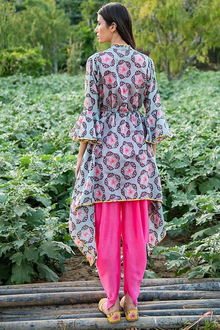 Grey Butti Printed Overlay Jacket Set by Swati Vijaivargie at Pernia's Pop Up Shop