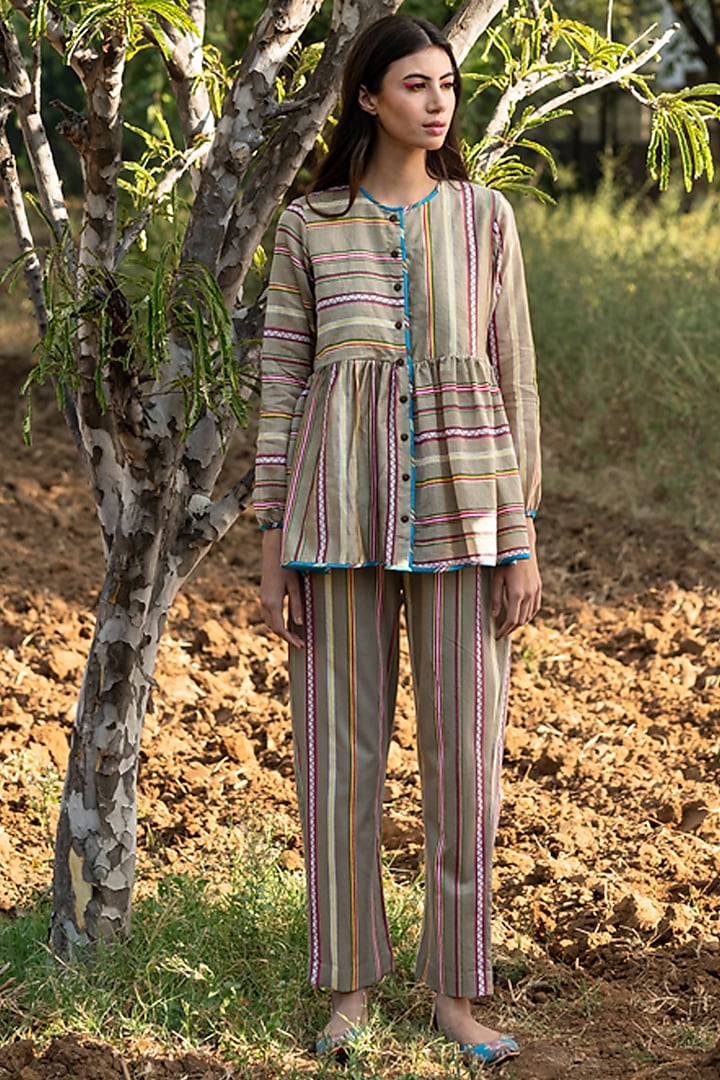 Beige Printed Shirt by Swati Vijaivargie at Pernia's Pop Up Shop