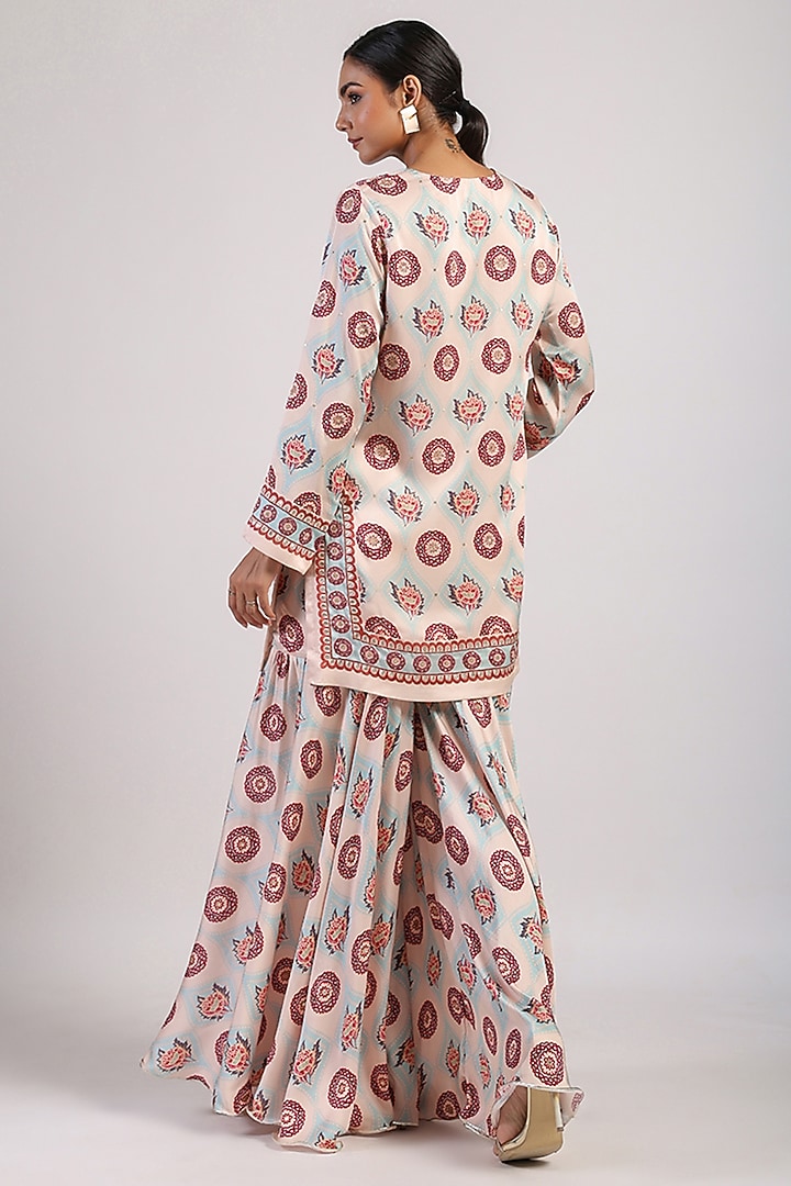 Ivory Satin Flared Wedding Sharara Set by Swati Vijaivargie at Pernia's Pop Up Shop
