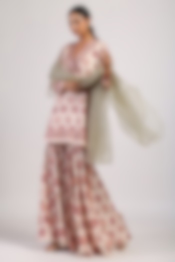 Ivory Satin Flared Wedding Sharara Set by Swati Vijaivargie at Pernia's Pop Up Shop