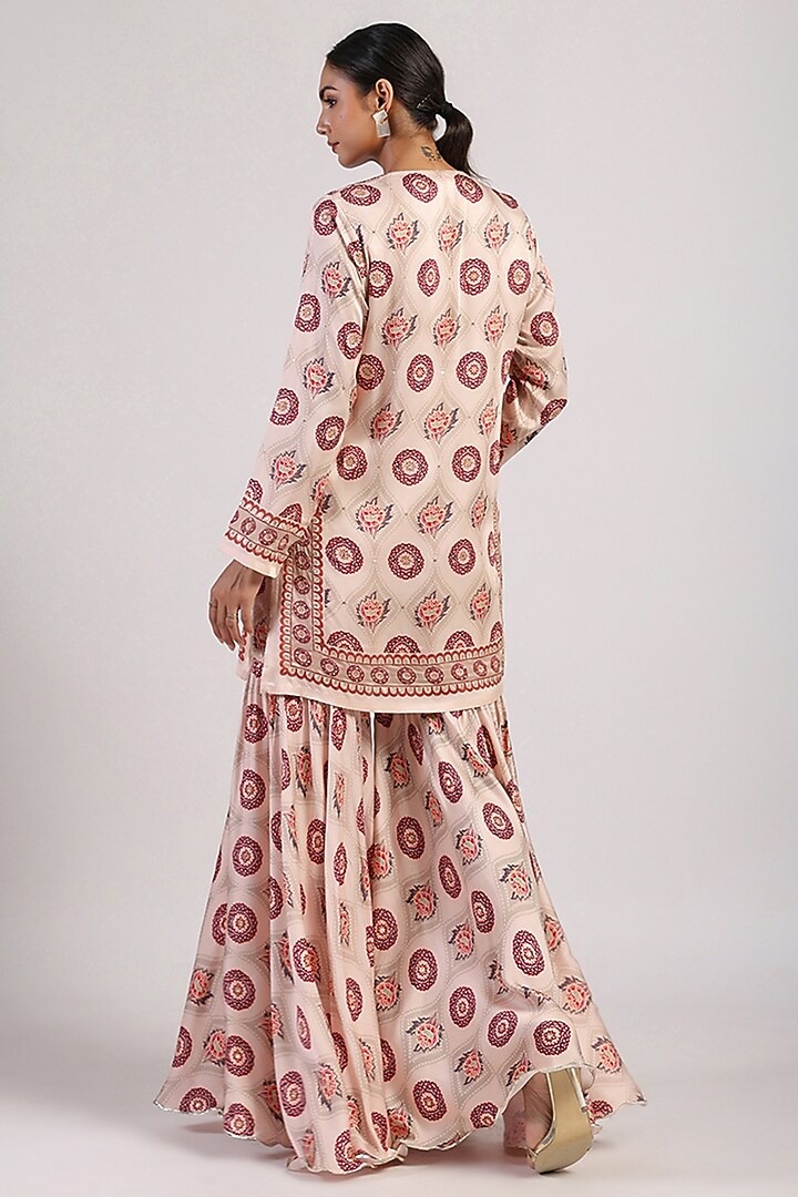 Ivory Satin Flared Wedding Sharara Set by Swati Vijaivargie at Pernia's Pop Up Shop