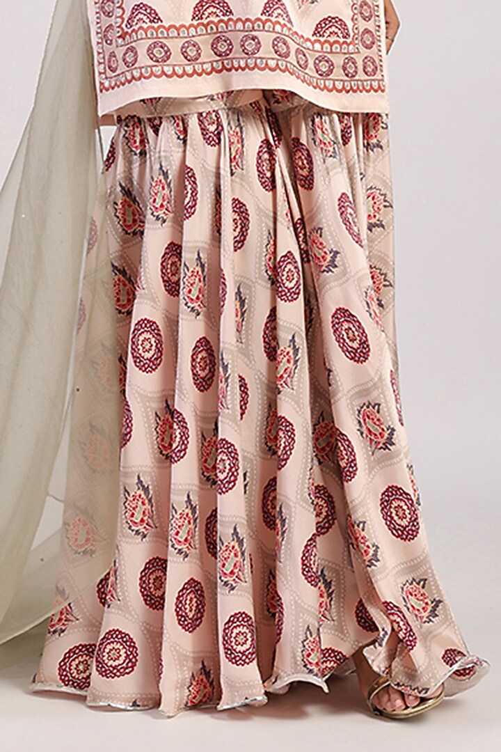 Ivory Satin Flared Wedding Sharara Set by Swati Vijaivargie at Pernia's Pop Up Shop