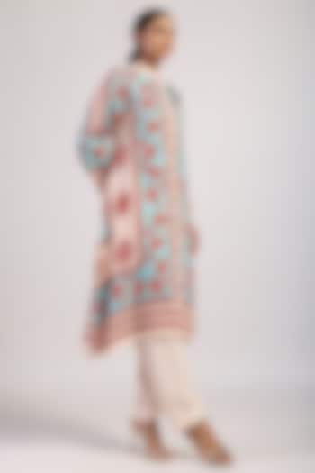 Ivory & Aqua Silk Straight Kurta Set by Swati Vijaivargie at Pernia's Pop Up Shop