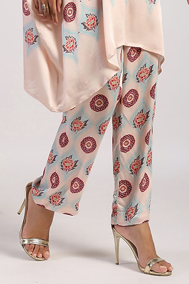 Ivory Satin Hand Embroidered Draped Poncho Set by Swati Vijaivargie at Pernia's Pop Up Shop