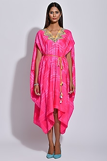 Raspberry Pink & White Printed Cape Design by at Pernia's Pop Up Shop 2024